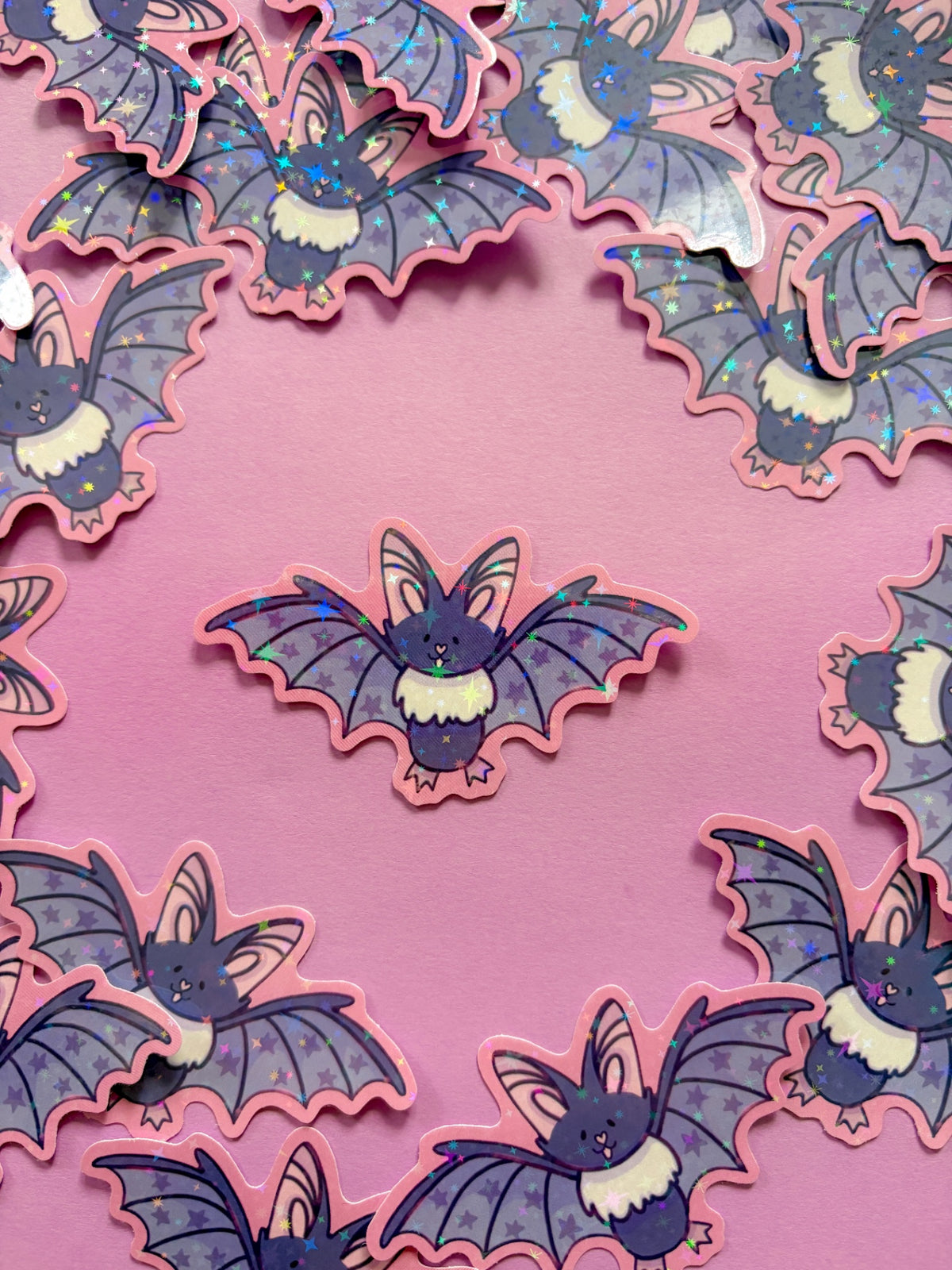 Purple Bat Holographic Sparkle Vinyl Sticker