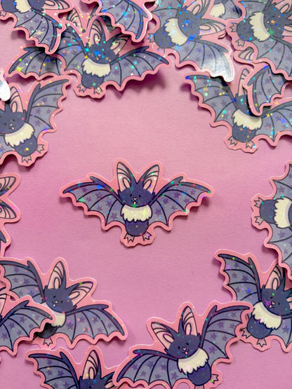 Purple Bat Holographic Sparkle Vinyl Sticker