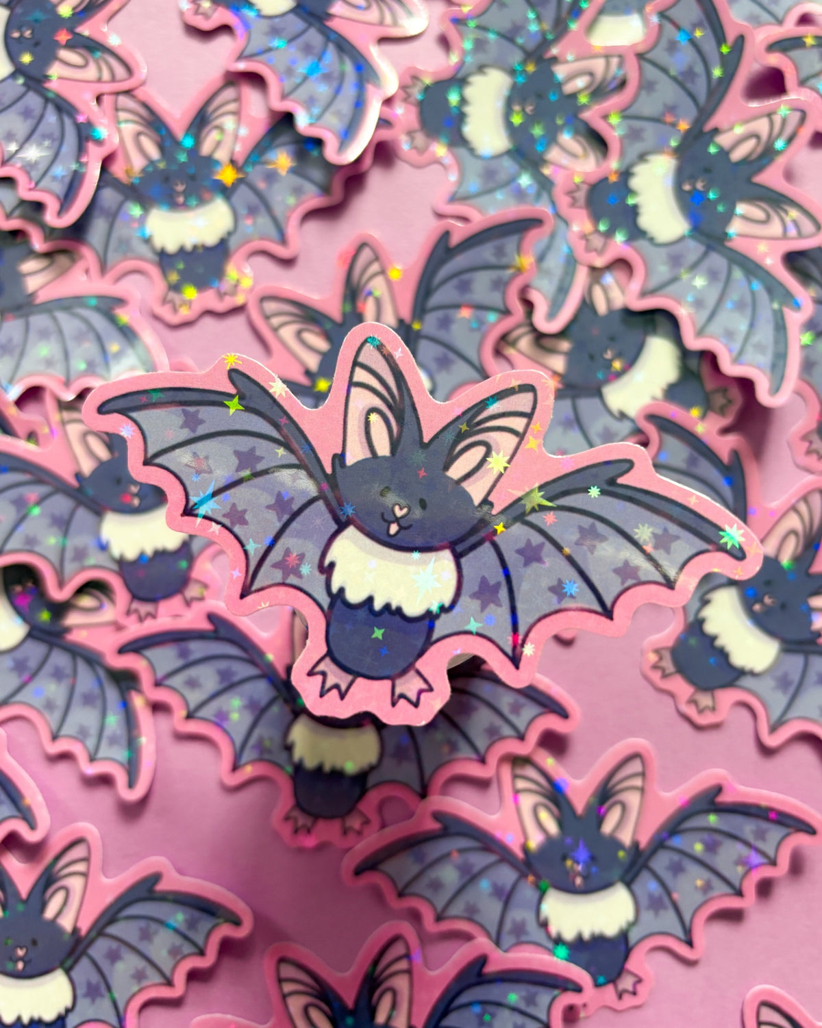 Purple Bat Holographic Sparkle Vinyl Sticker