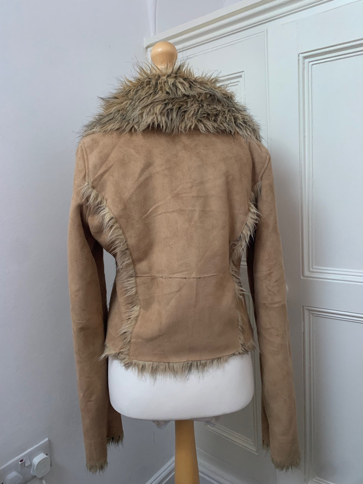 camel brown faux fur jacket 