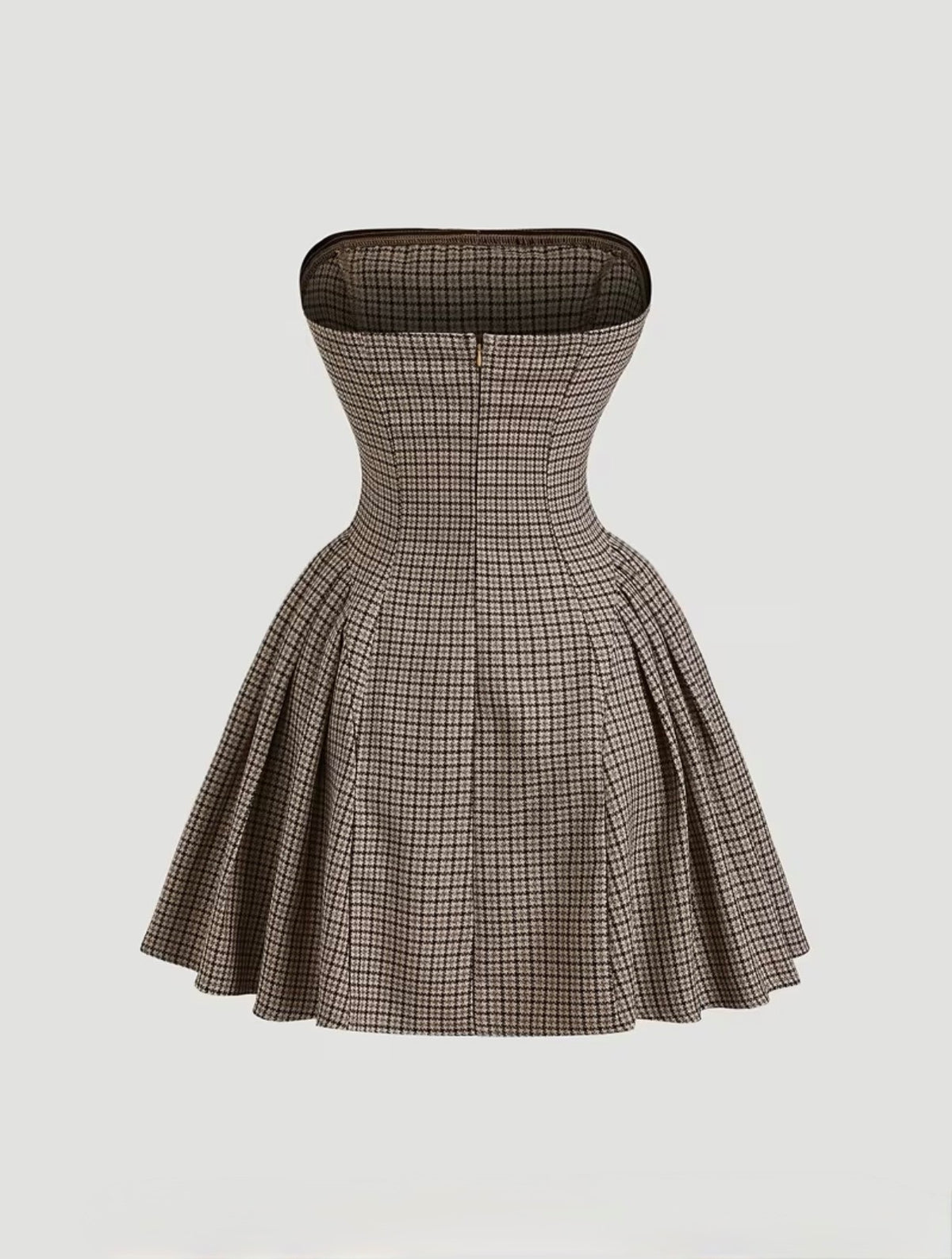 Brown Bow Houndstooth Mini Dress Small