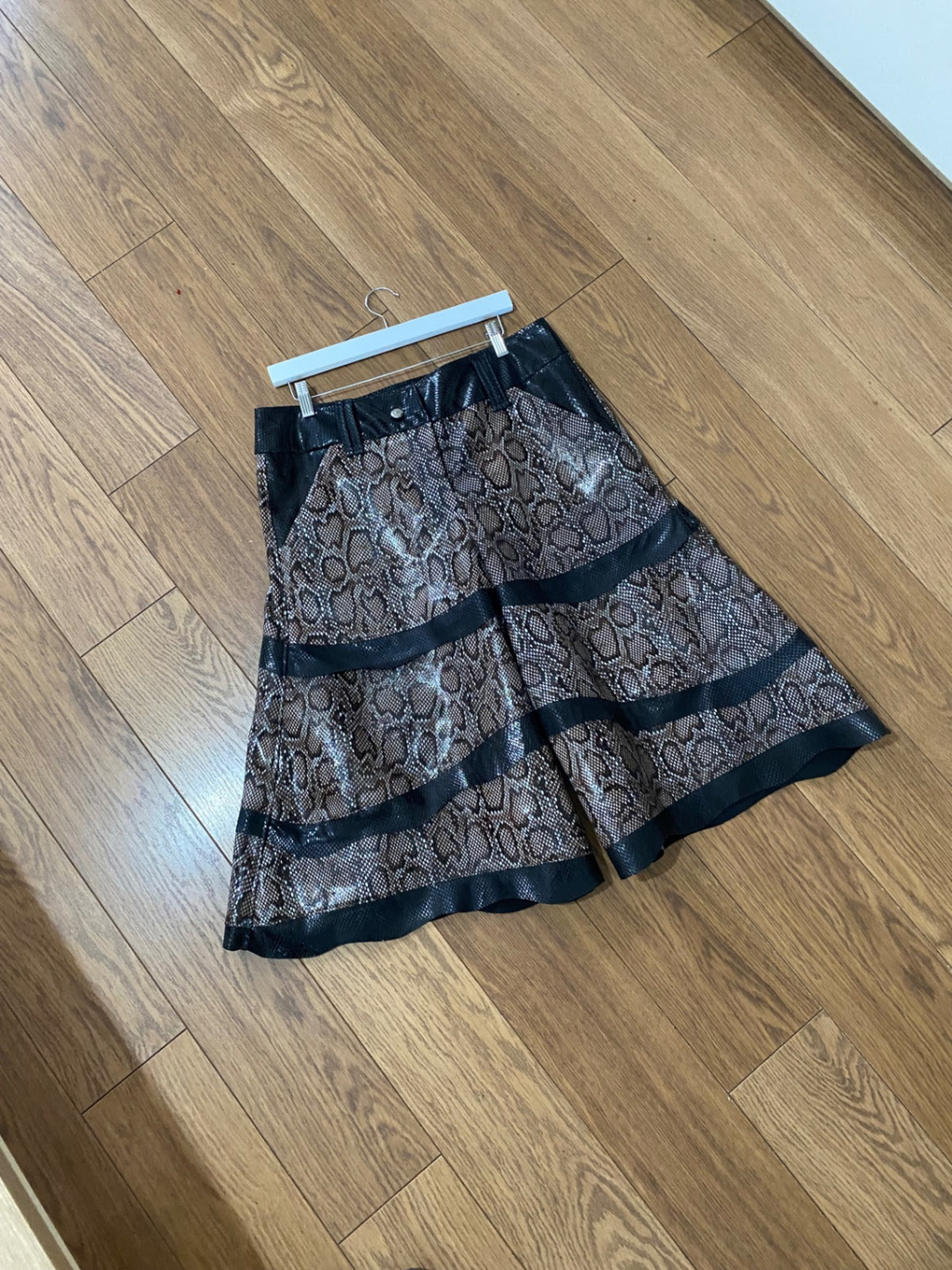 Handmade snake print maxi shorts 