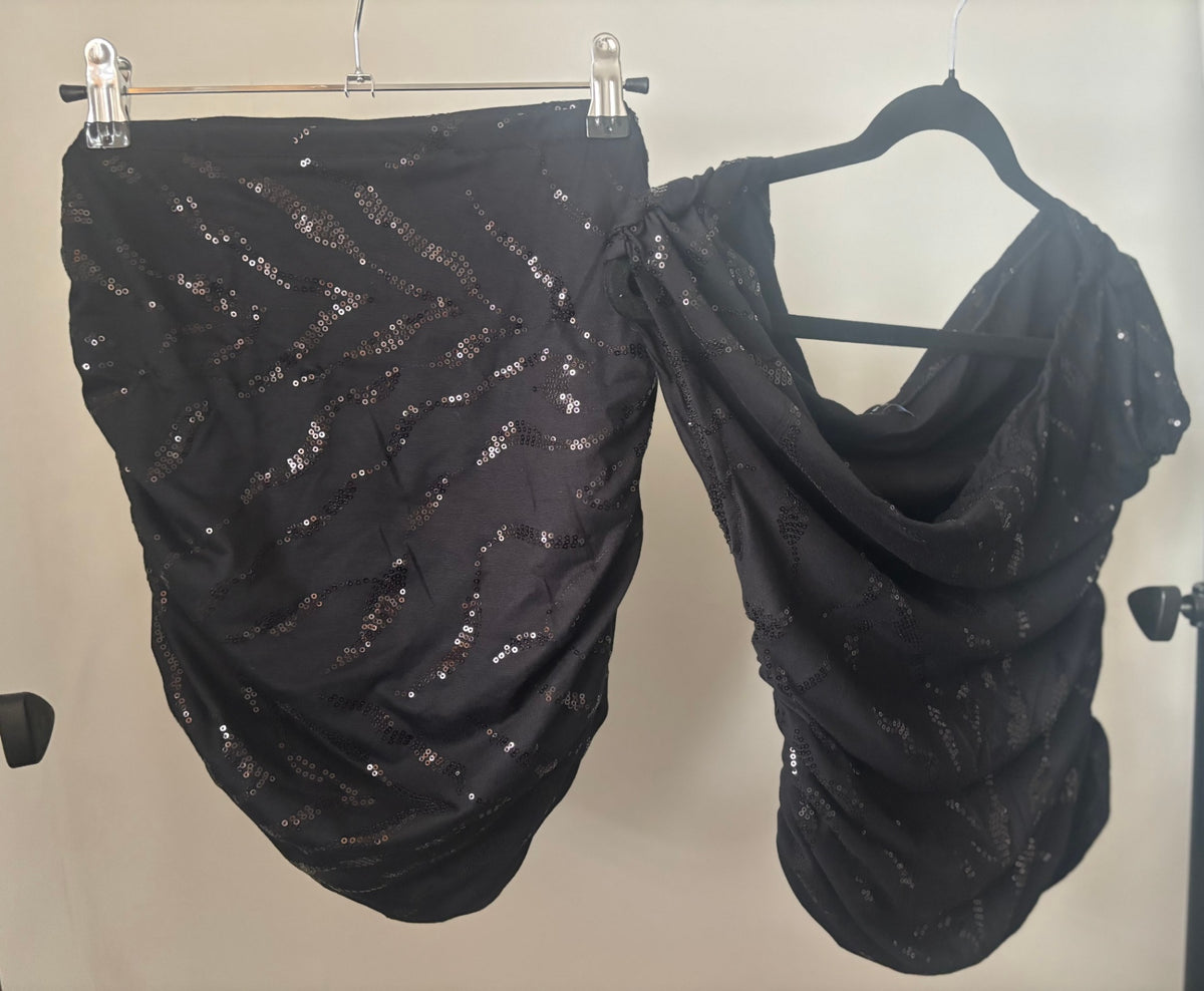 Sequin ruched mini skirt 