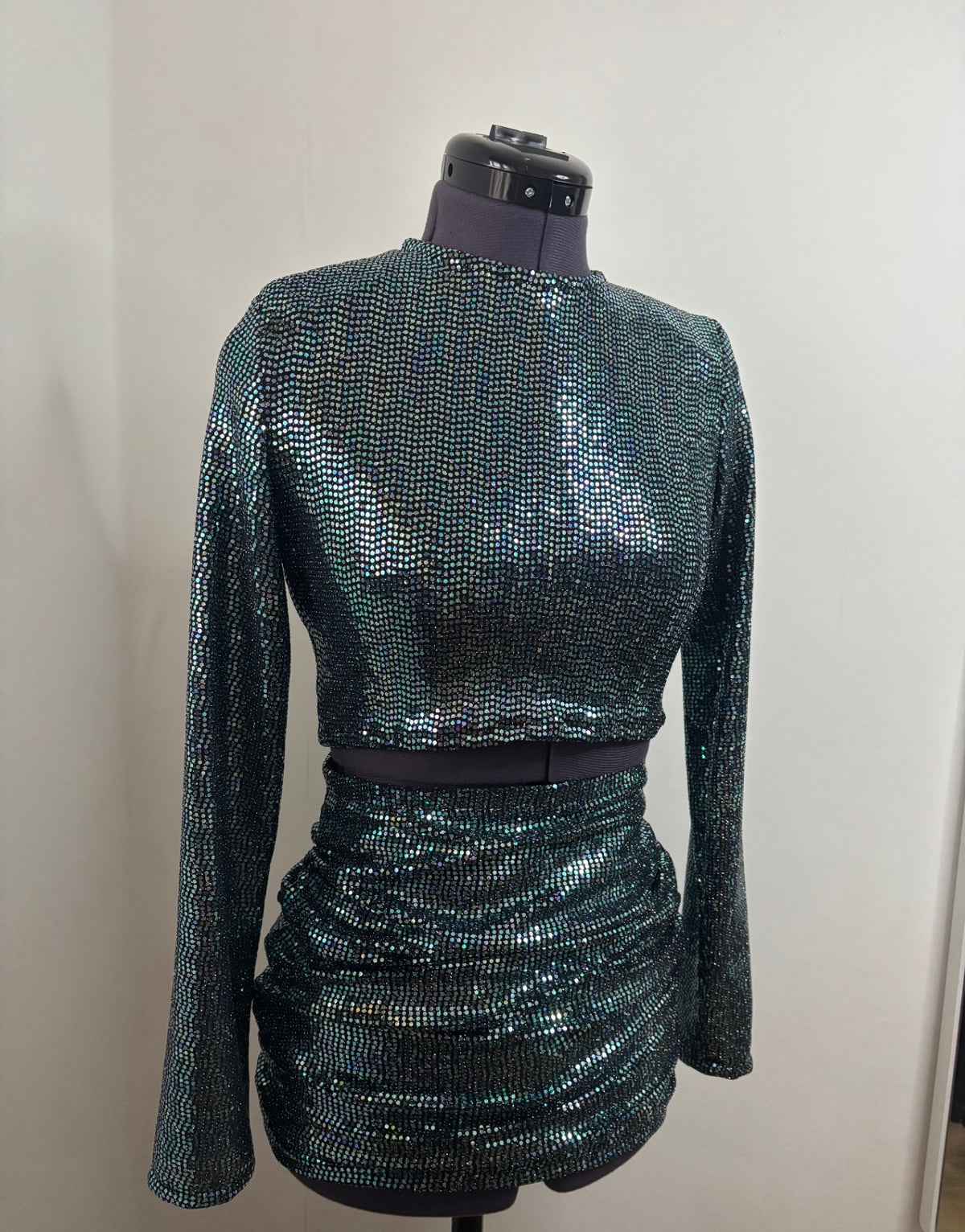 Midnight mini ruched skirt