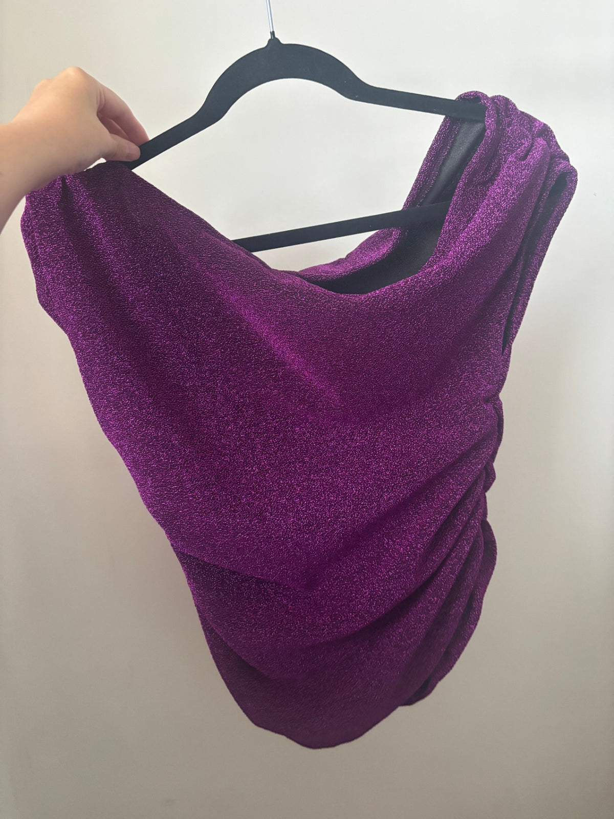 Purple shoulder ruffle top