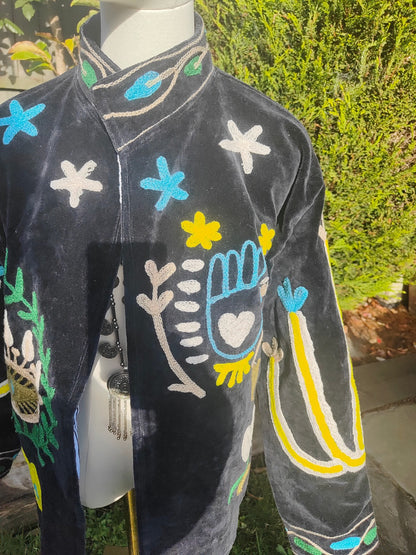 Wanderlust velvet jacket - cactus Black