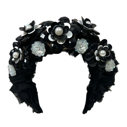 Black & White Flower Headband Crown